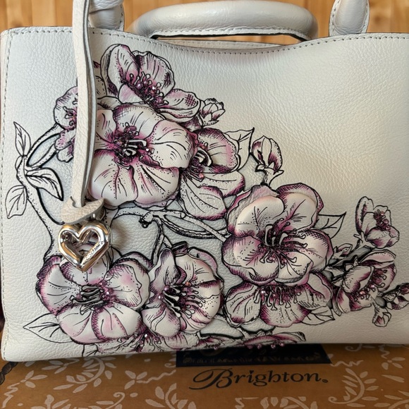 Brighton “Sakura” 3D Masterpiece Cherry Blossom Flowers Handbag White - Picture 4 of 12